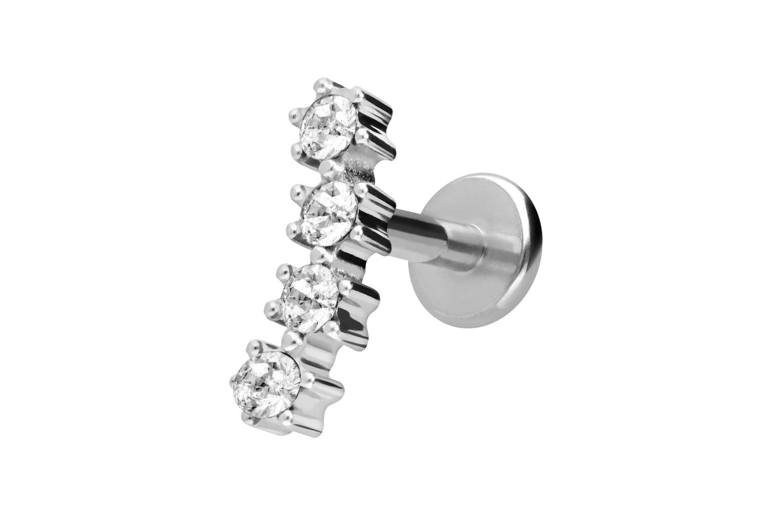 Titan Labret Piercing mit Innengewinde 4 EINGEFASSTE KRISTALLE